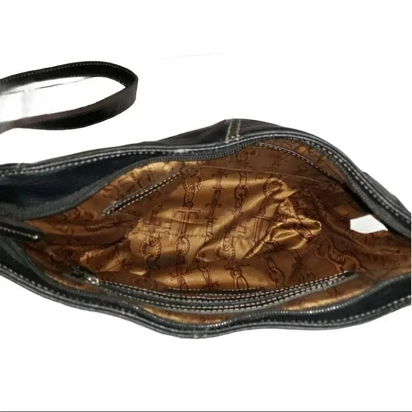 Tignanello black leather‎ purse w/ white stitching - Picture 6 of 7